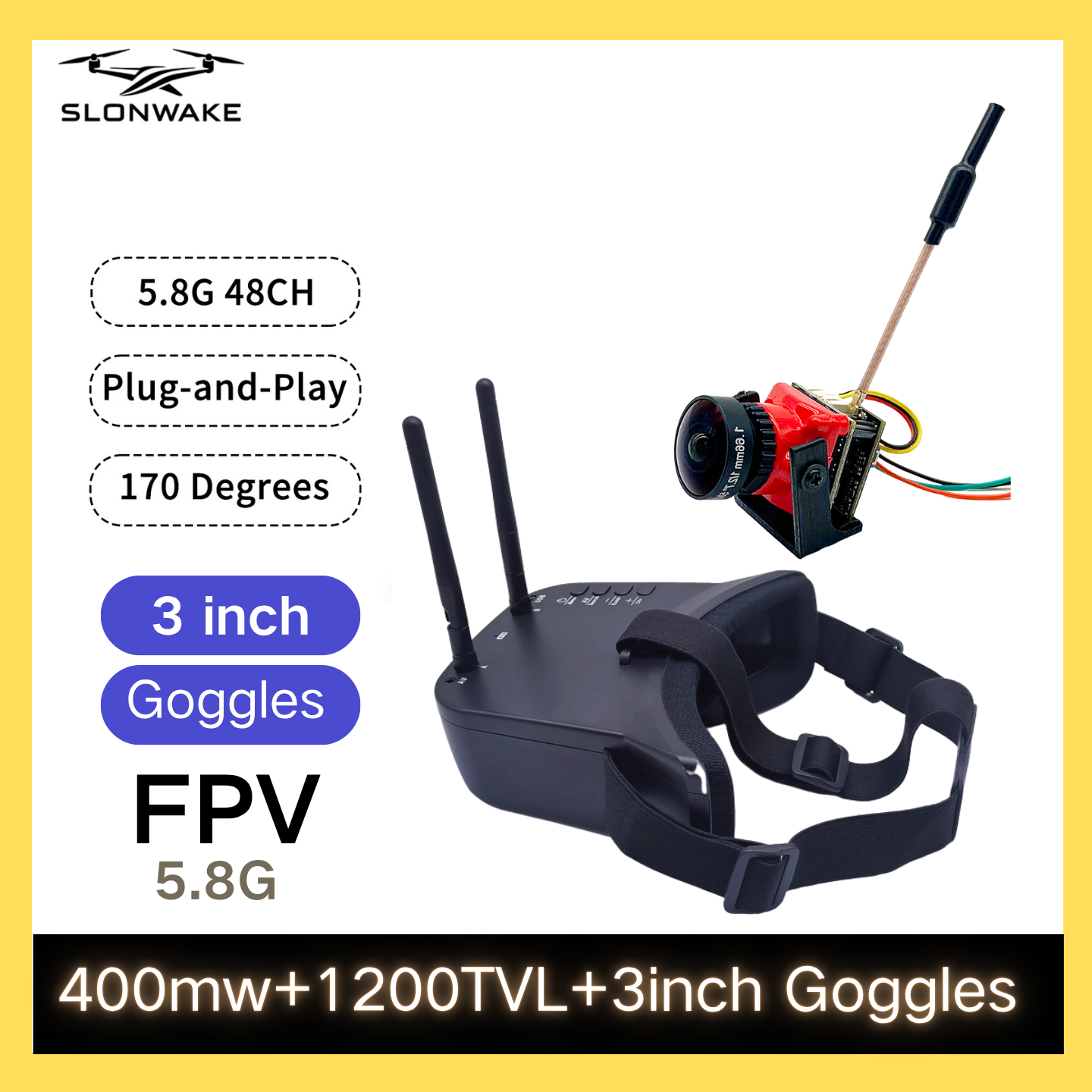 SLONWAKE 5.8G 48CH FPV 400mw V - مراجعة Fpv Drone Frame وسعره