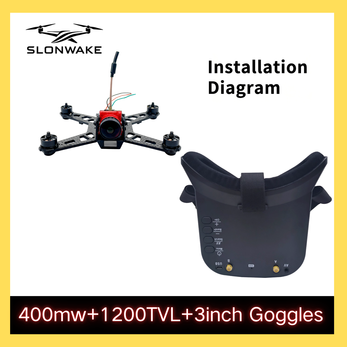 SLONWAKE 5.8G 48CH FPV 400mw V - مراجعة Fpv Drone Frame وسعره